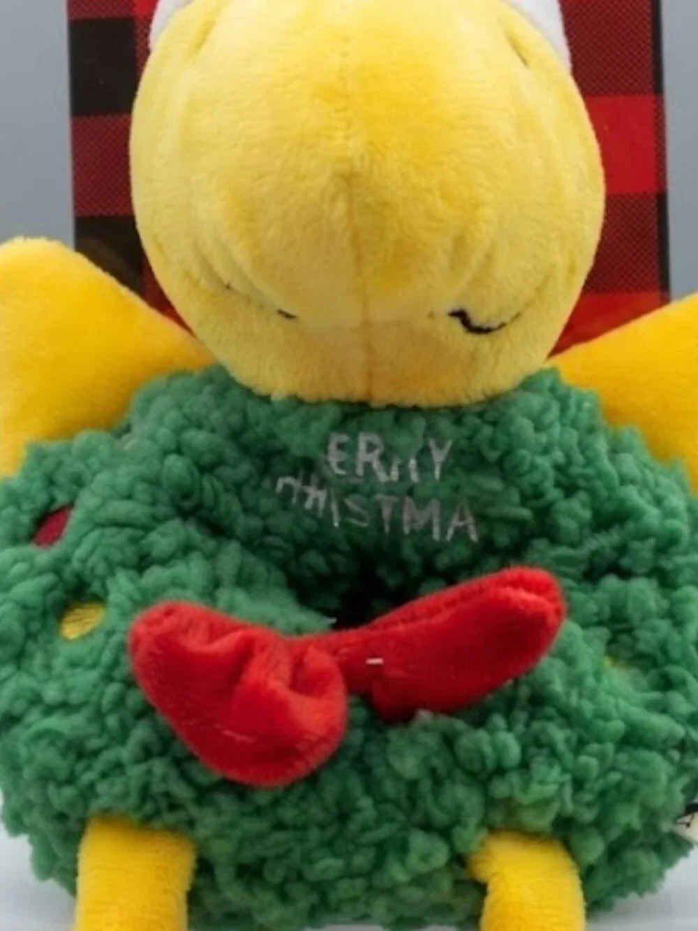 NWT Peanuts Woodstock Christmas Wreath Plush Squeaker Dog Toy